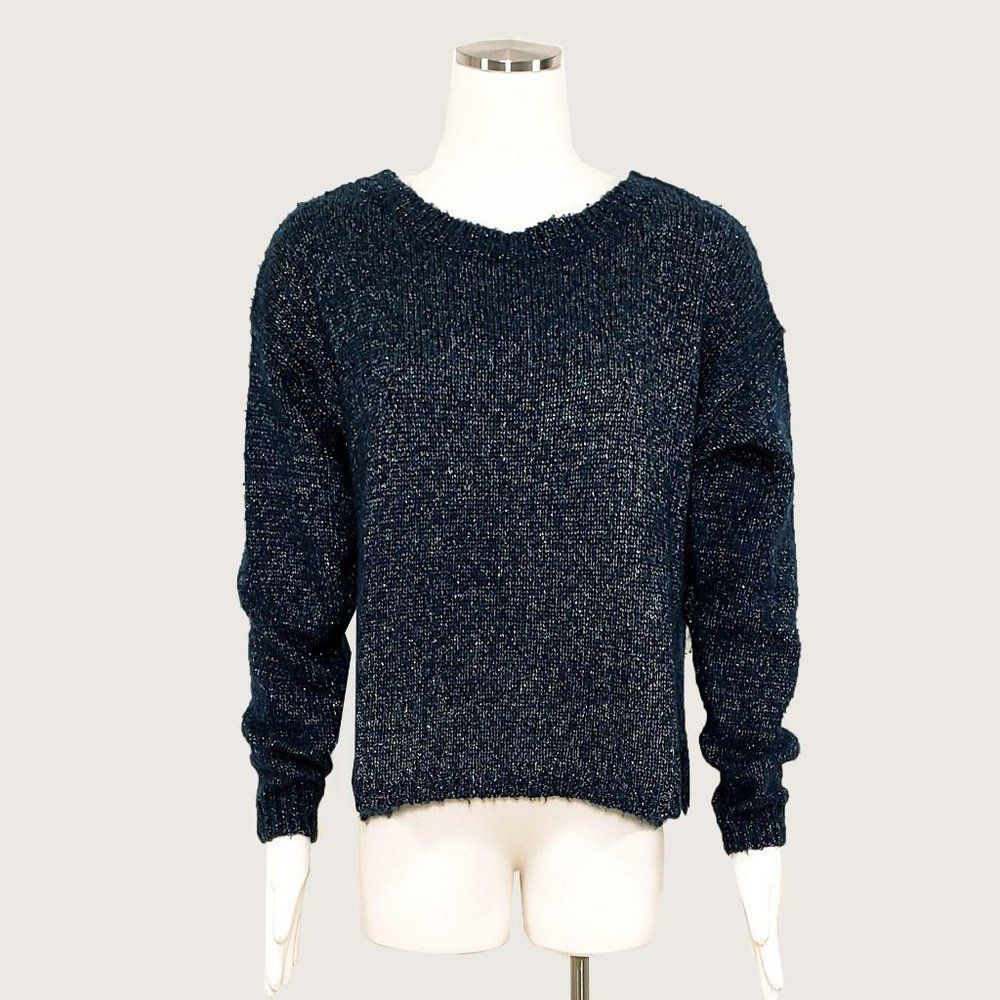 Joie Blue Knit Metallic Sweater